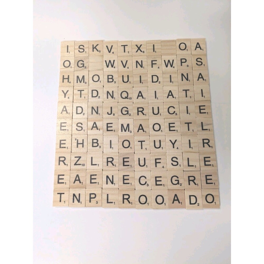 SCRABBLE WOOD TILES 100 Pieces Full Sets Letters Wooden Replacement Tiles